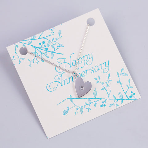 Anniversary Sentiment Card with Silver Heart Necklace
