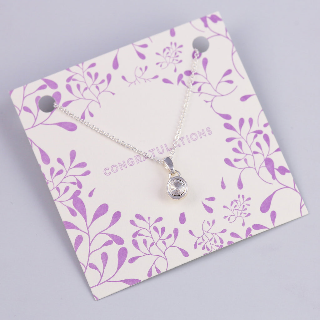 Congratulations Sentiment Card with Silver Small Gemstone