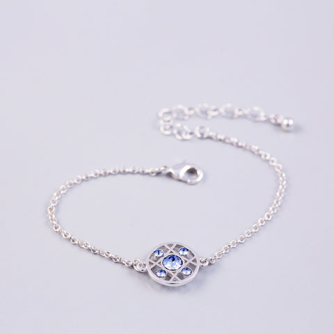 Silver Light Sapphire December Birthstone Hugs & Kisses Bracelet