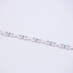 Silver Emerald May Birthstone Infinity Link Bracelet