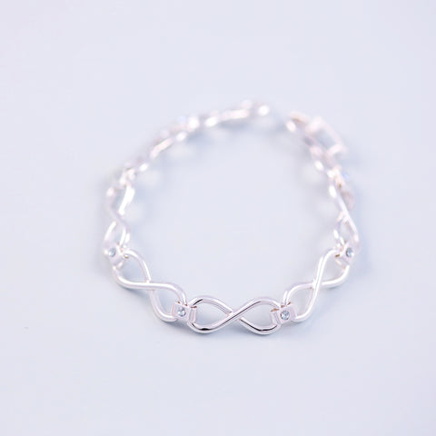 Silver Crystal April Birthstone Infinity Link Bracelet