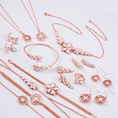 Rose Gold & Crystal AB Cherry Blossom Sakura Ear Jackets