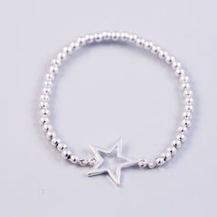 Silver Outline Star & Metallic Bead Bridal Bracelet
