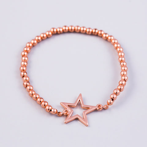 Rose Gold Outline Star & Metallic Bead Bridal Bracelet