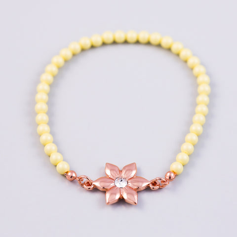 Rose Gold Charm Bracelet | Flower Charm | Yellow