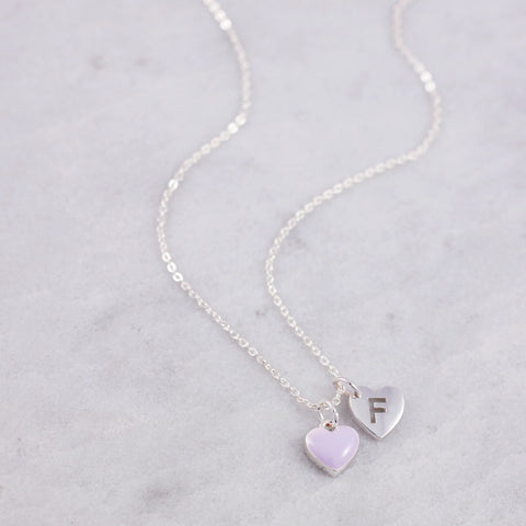 Personalised Heart Necklace | Cute Heart Necklace | Pastel Enamel Pendant