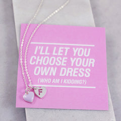 Will you be my bridesmaid gifts | bridesmaid necklace | silver heart necklace | purple necklace | personalised heart necklace
