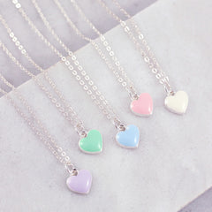 Enamel jewellery | silver heart necklace | colourful necklaces | blue necklace | pink necklace