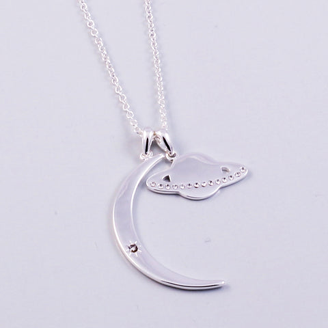 Silver Moon & Planet Necklace
