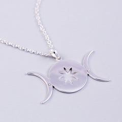 Triple Moon Goddess | Female Empowerment | Silver | Goddess Symbol | Moon Luna | Necklaces for Women | Waxing | Full Moon | Waning | 