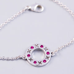 Silver Rose October Birthstone XOXO Circle Bracelet