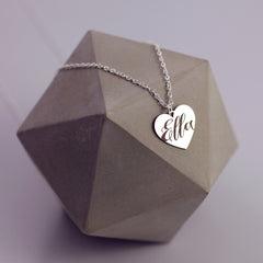 Bespoke Name Necklace On Sterling Silver Heart