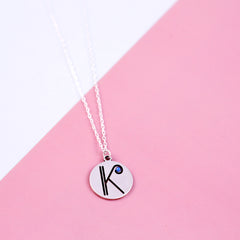 Sterling Silver Initial Necklace With Birthstone Detail