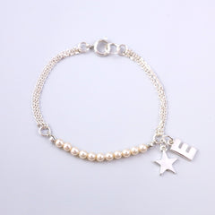 Personalised Silver Charm Bracelet Made with Pearls from Swarovski ®