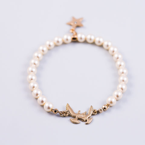 Personalised Bird Pearl Bracelet Made with Pearls from Swarovski ®
