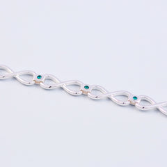 Silver Emerald May Birthstone Infinity Link Bracelet