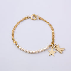 Personalised Gold Charm Bracelet Made with Pearls from Swarovski ®