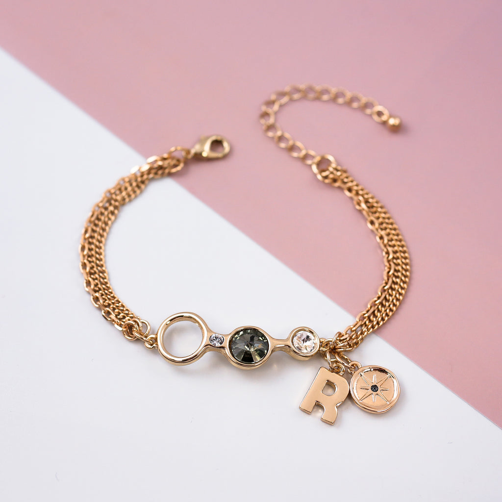 Charm Friendship Bracelet Gold & Crystal Silver Night