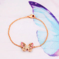 Butterfly bracelet | birthstone bracelets uk | butterfly jewellery | rose gold bracelet | birthstone for october | pink jewellery