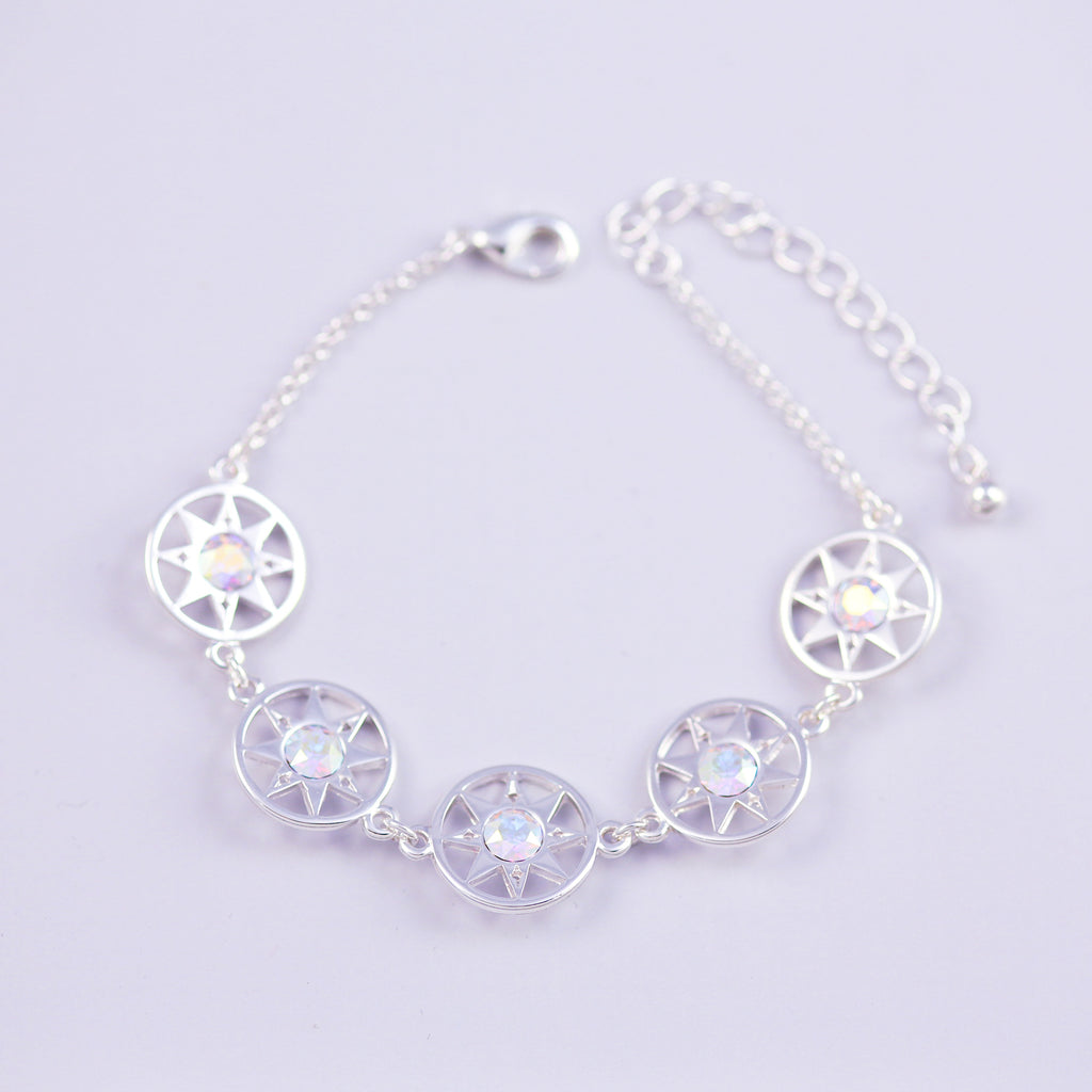 Silver & Crystal AB Compass North Star Multi Link Bracelet