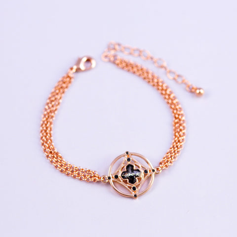 Rose Gold & Jet Greek Cross Bracelet