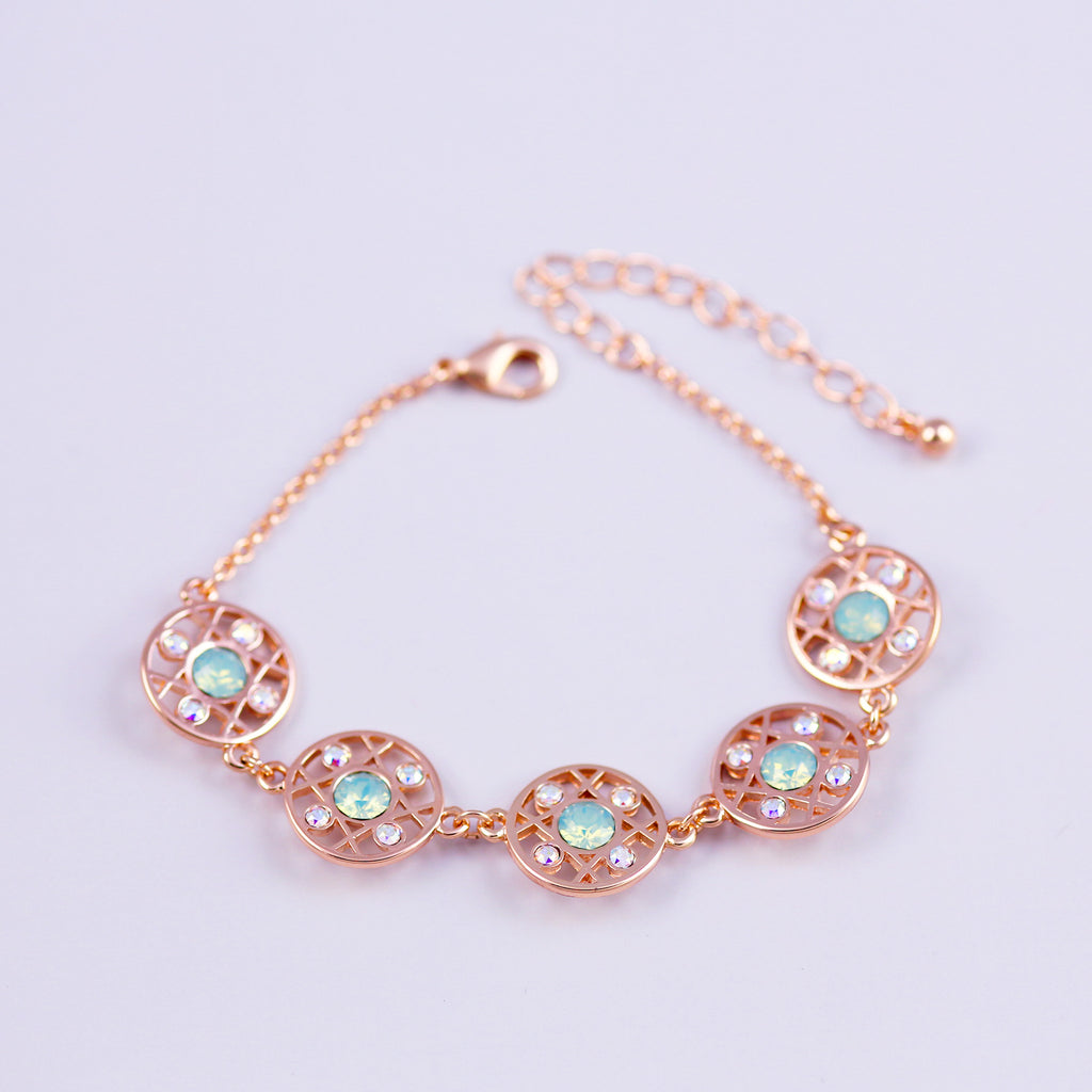 Rose Gold & Pacific Opal Hugs and Kisses Multi Link Bracelet