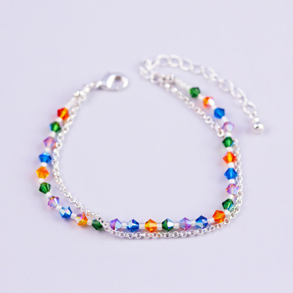 Silver Bead Bracelet in Dark Tones