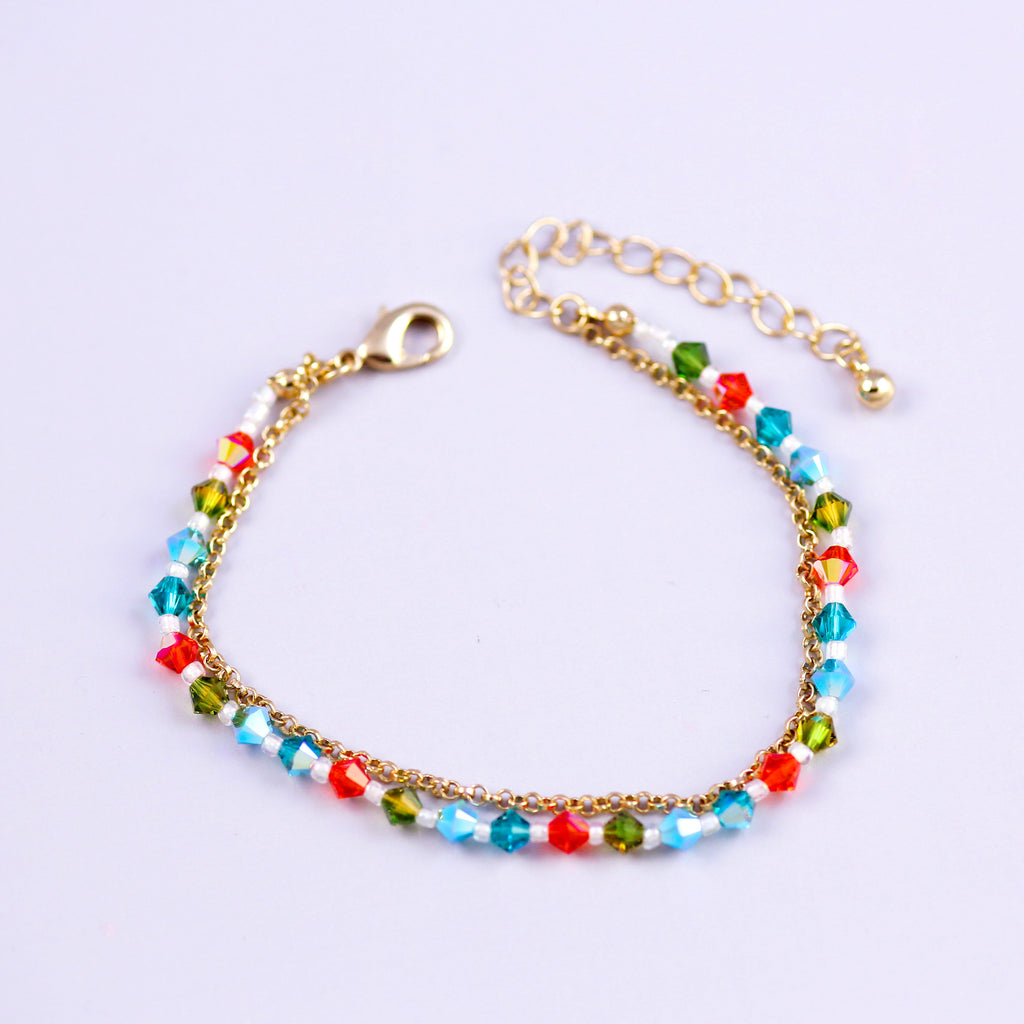 Gold Bead Bracelet in Light Tones