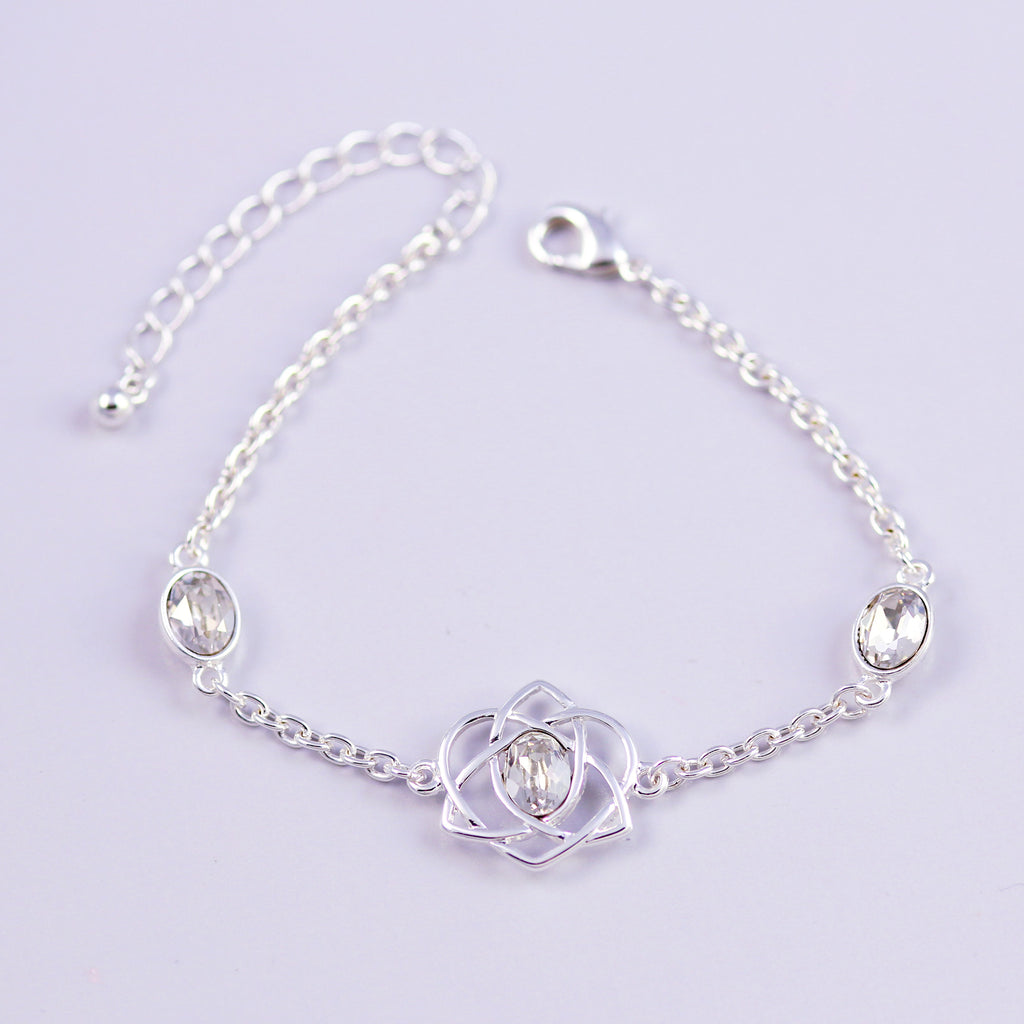 Silver & Crystal Trinity Love Knot Bracelet