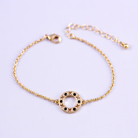 Gold & Jet Circle XOXO Bracelet