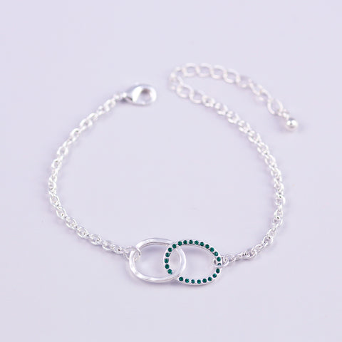 Silver Emerald May Birthstone Infinity Bracelet
