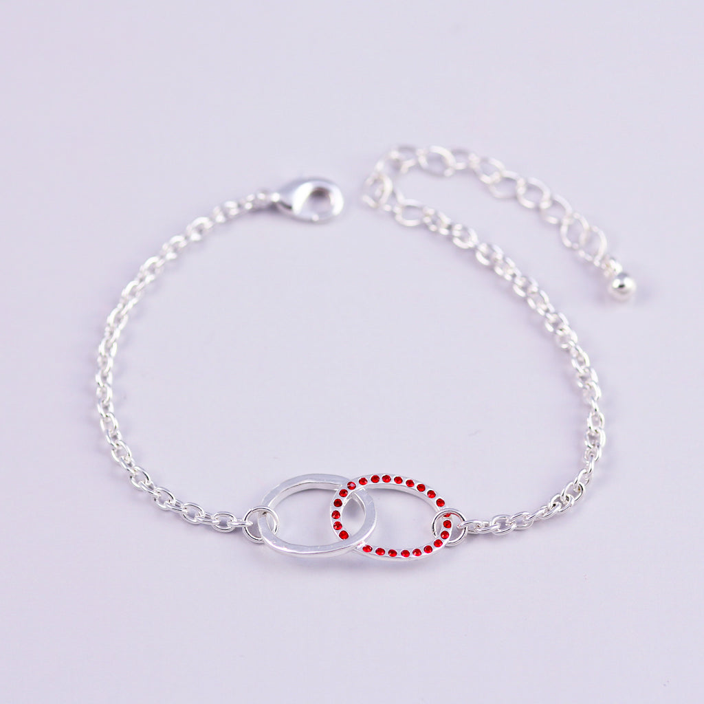 Silver Ruby July Birthstone Infinity Bracelet