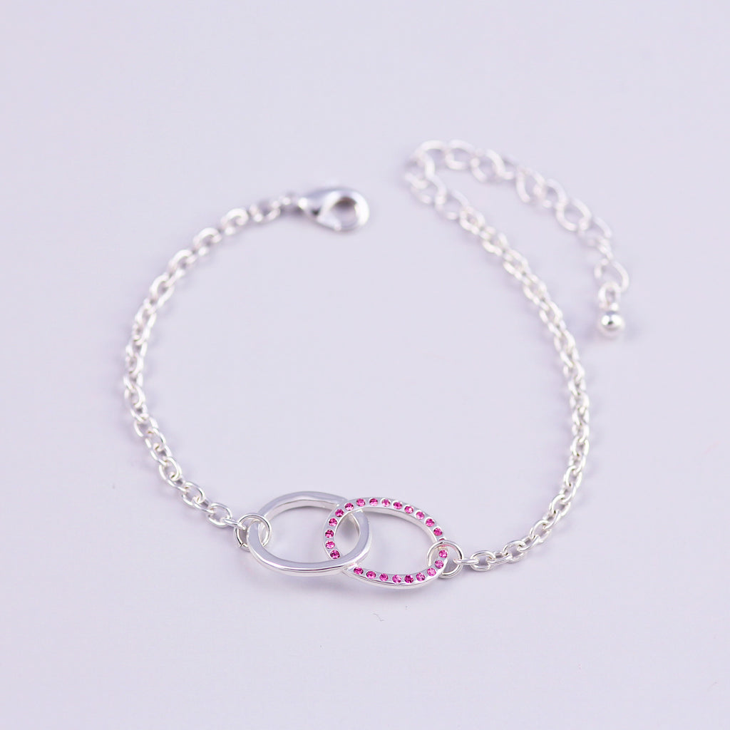 Silver Rose October Birthstone Infinity Bracelet