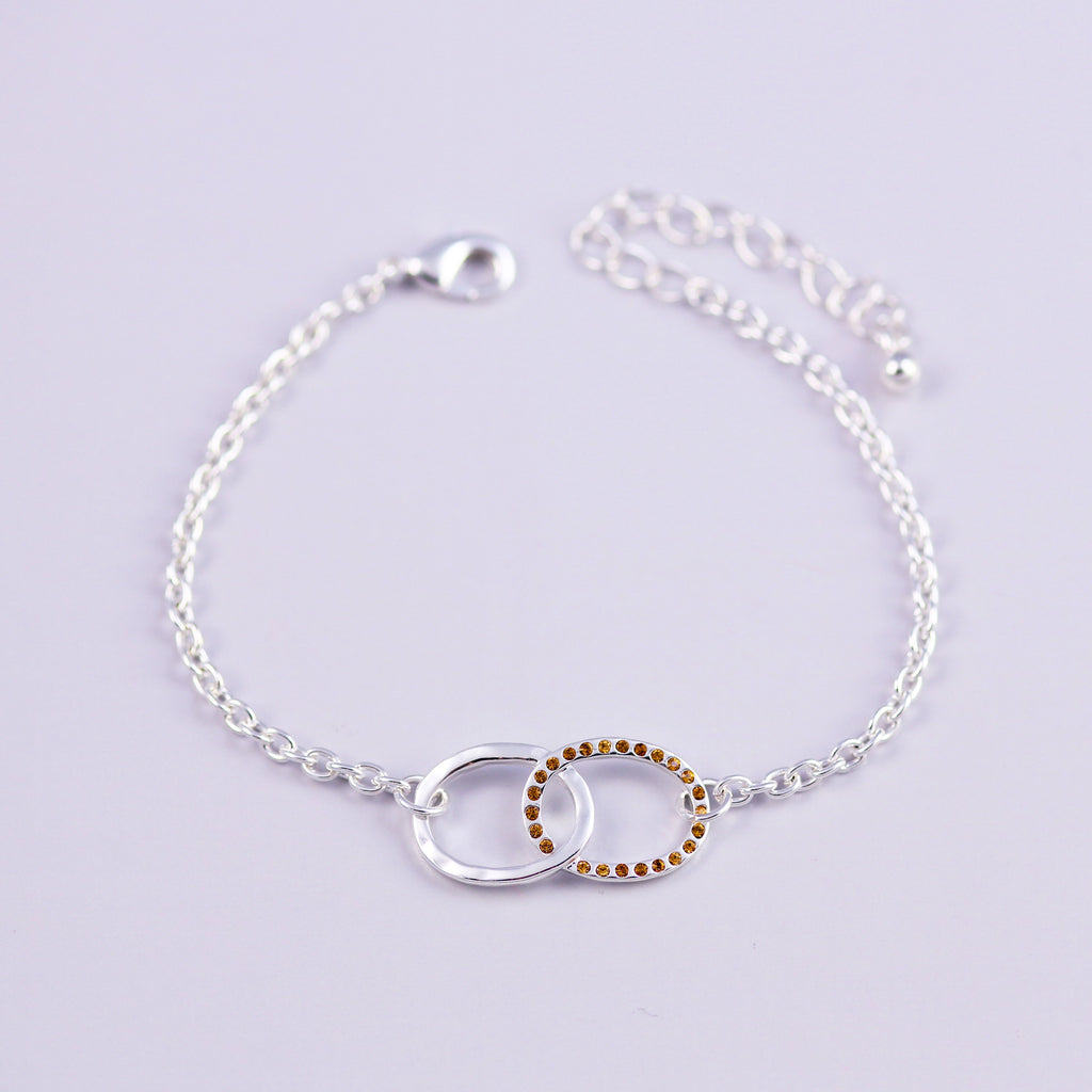 Silver Topaz November Birthstone Infinity Bracelet