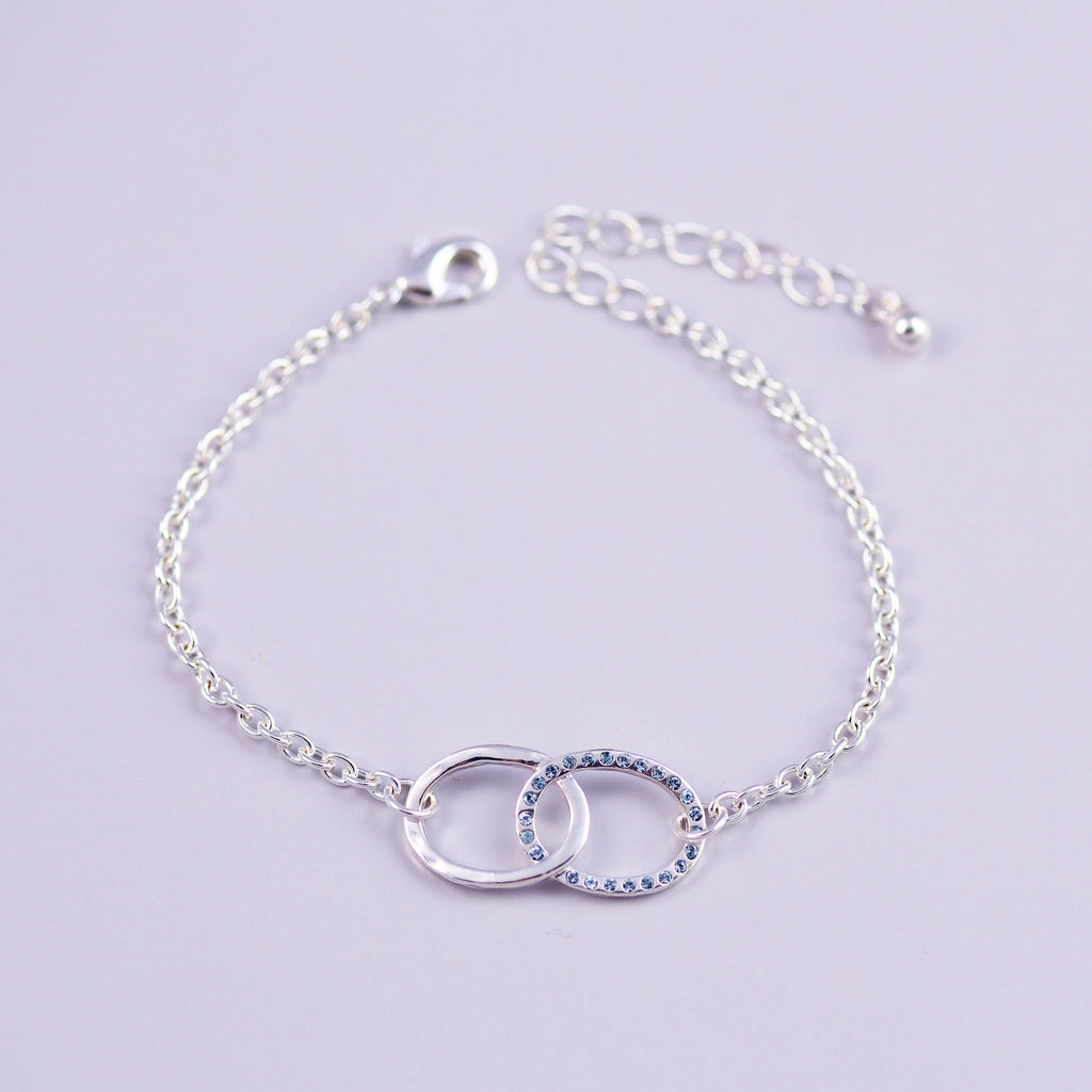 Silver Aquamarine March Birthstone Infinity Bracelet