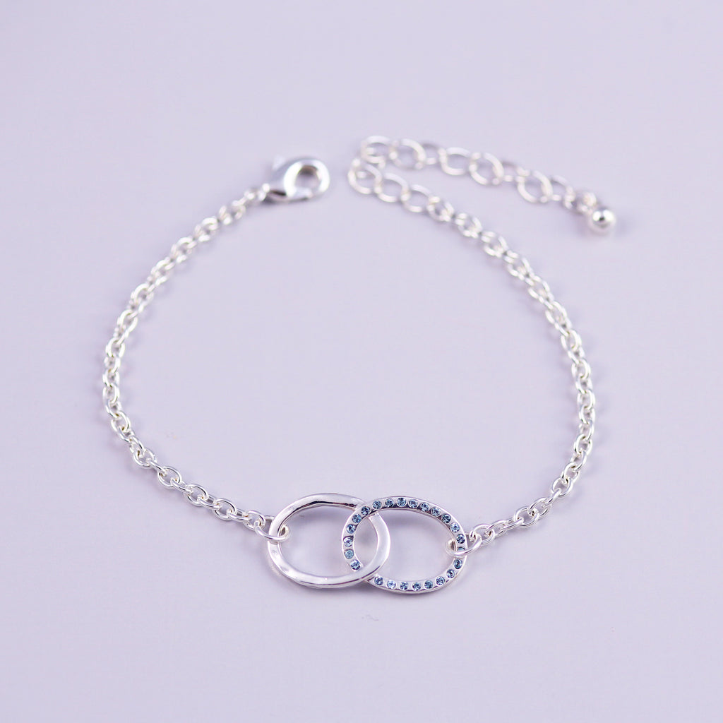 Silver Sapphire September Birthstone Infinity Bracelet