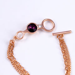 T bar Gemstone Bracelet in Rose Gold and Amethyst