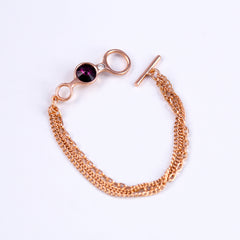 T bar Gemstone Bracelet in Rose Gold and Amethyst