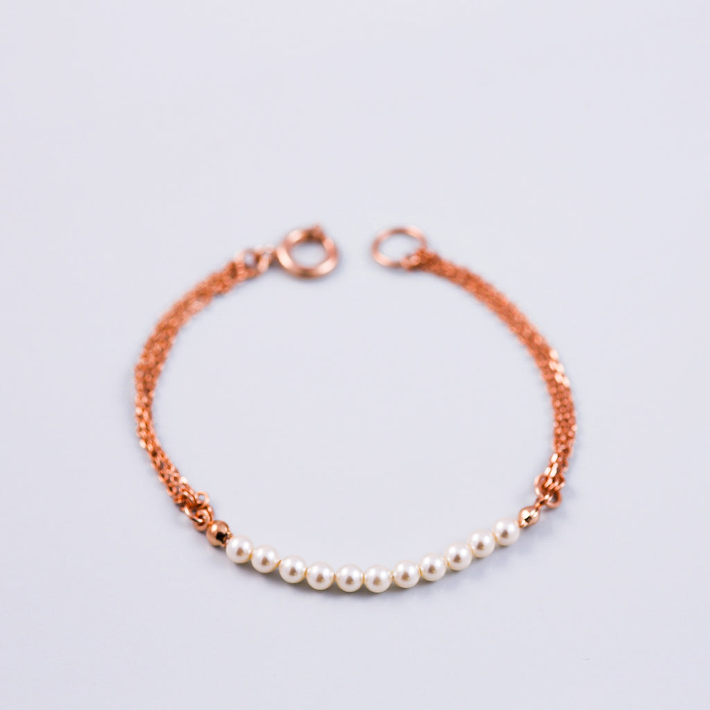 Rose Gold & Pearl Bead Bridal Bracelet