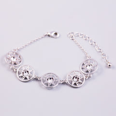 Silver & Crystal Compass North Star Multi Link Bracelet