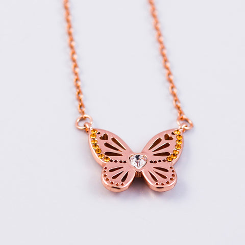 Rose Gold Topaz November Birthstone Butterfly Necklace