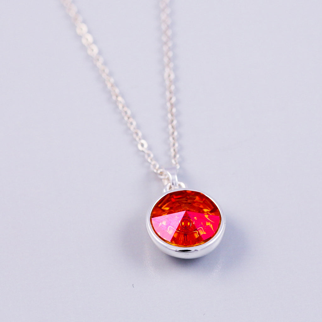 Silver Fire Element Gemstone Necklace