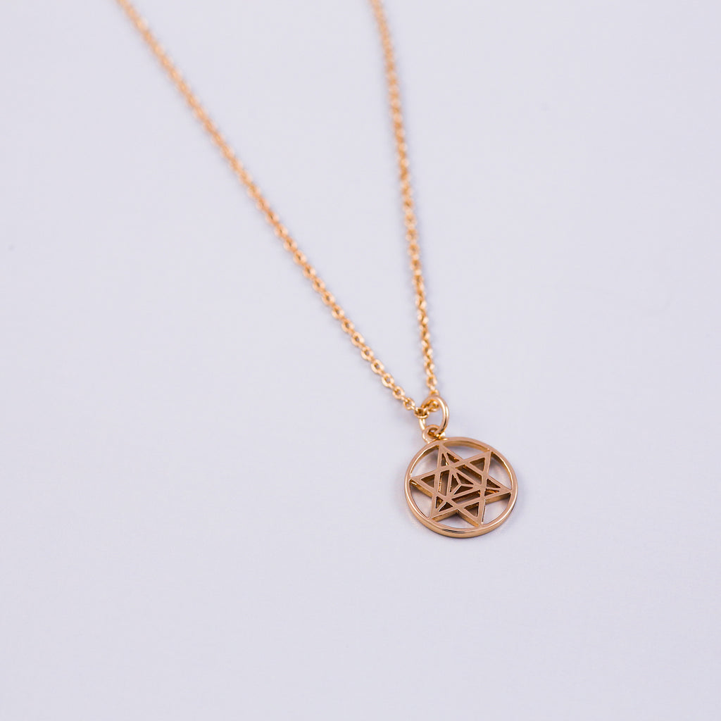 Gold Four Elements Pentagram Necklace