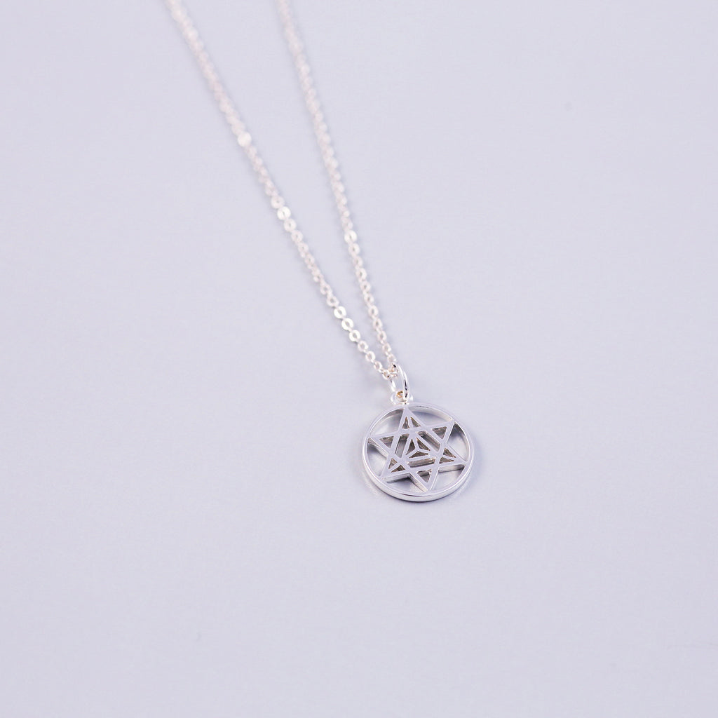 Silver Four Elements Pentagram Necklace