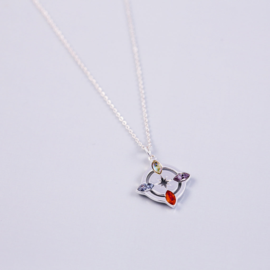 Silver Four Elements Crystal Necklace