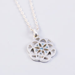 Sacred Geometry | Seed of Life | March Birthstone Necklace | Aquamarine