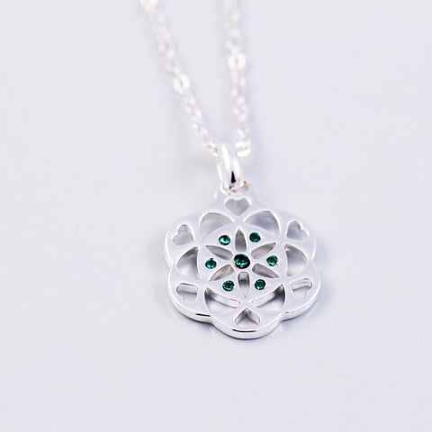 Seed of Life Emerald May Birthstone Necklace