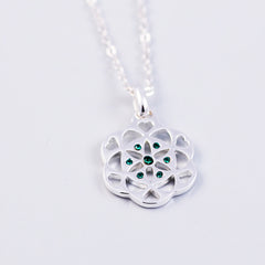Sacred Geometry | Seed of Life | May Birthstone Necklace | Emerald