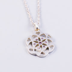 Sacred Geometry | Seed of Life | June Birthstone Necklace | Light Amethyst