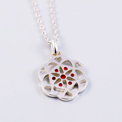 Seed of Life Ruby July Birthstone Necklace